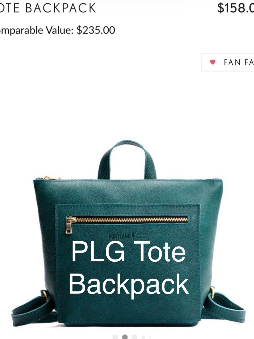 Portland Leather Sea Glass (Teal Green) Leather Tote Backpack